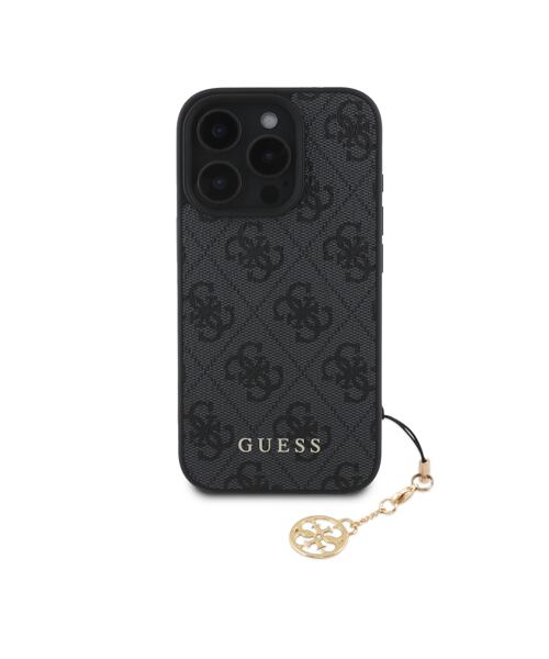 Guess 4G Charm Zadní Kryt pro iPhone 16 Pro Tone on Tone Grey