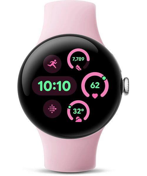 Google Pixel Watch 3 41mm Polished Silver Aluminum Case/Rose Quartz Active Band