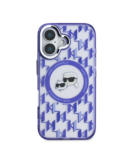 Karl Lagerfeld IML Monogram K&CH Heads MagSafe Zadní Kryt pro iPhone 16 Purple