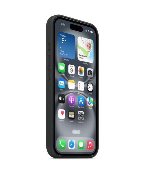 APPLE iPhone 16 Silicone Case with MS - Black