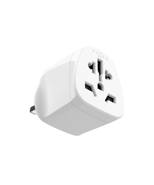 Adaptér FIXED UK  Adapter pro zapojení UK, US, AUS nabíječek do UK zásuvek, bílý