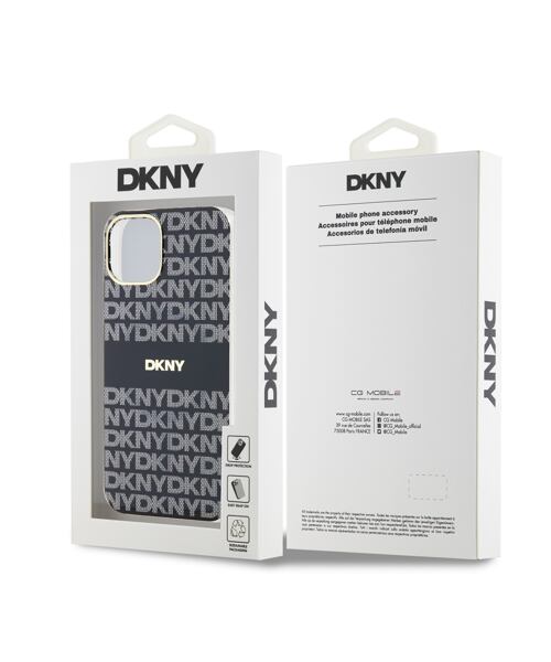 DKNY PC/TPU Repeat Pattern Tonal Stripe Magsafe Zadní Kryt pro iPhone 14 Black
