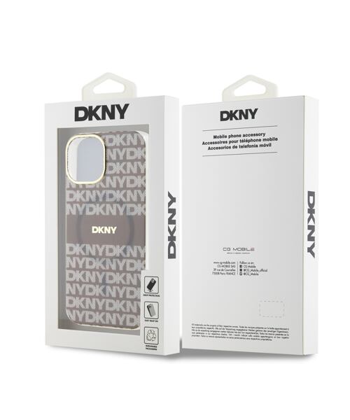 DKNY PC/TPU Repeat Pattern Tonal Stripe Magsafe Zadní Kryt pro iPhone 14 Beige