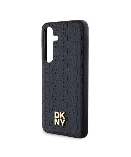 DKNY PU Leather Repeat Pattern Stack Logo Magsafe Zadní Kryt pro Samsung Galaxy S24+ Black
