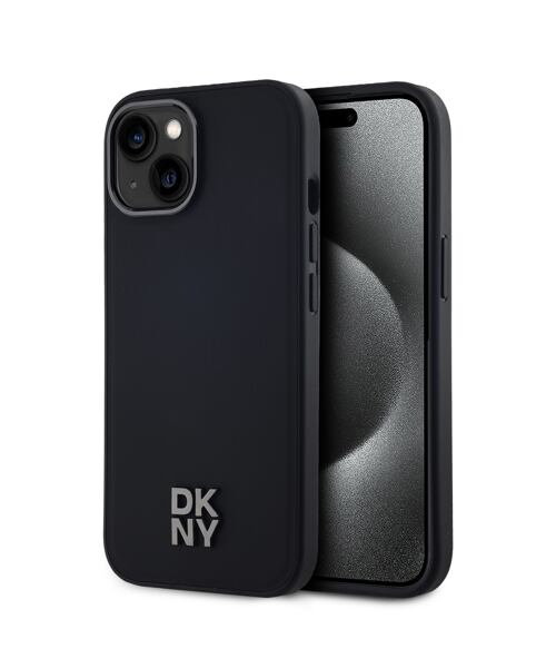 DKNY PU Leather Stack Logo Magsafe Zadní Kryt pro iPhone 15 Black