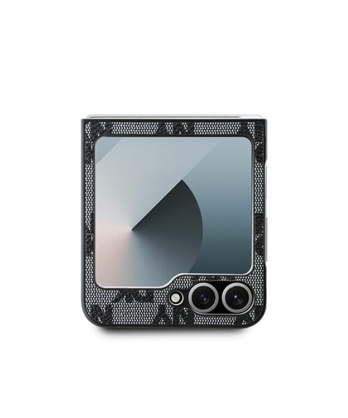 DKNY PU Leather Checkered Pattern and Stripe Zadní Kryt pro Samsung Galaxy Z Flip 6/7 FE Black