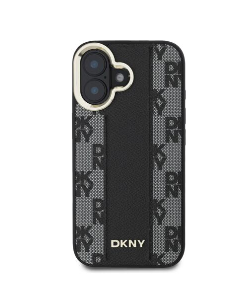 DKNY PU Leather Checkered Pattern Magsafe Zadní Kryt pro iPhone 16 Plus Black