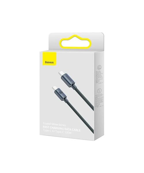 Baseus CAJY000601 Crystal Shine Series Datový Kabel USB-C - USB-C 100W 1,2m Black