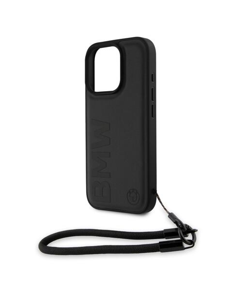 BMW Leather Signature and Strap Zadní Kryt pro iPhone 16 Pro Black
