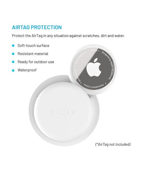 Silikonové nalepovací pouzdro FIXED Silky Sticker pro Apple AirTag, double pack, bílé