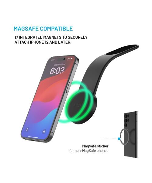 Flexibilní držák FIXED MagFloppy kompatibilní s MagSafe a uchycením na suchý zip, černý