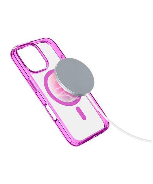 Zadní kryt Cellularline Iconic Mag s podporou Magsafe pro Apple iPhone 16 Pro, čirý / růžový