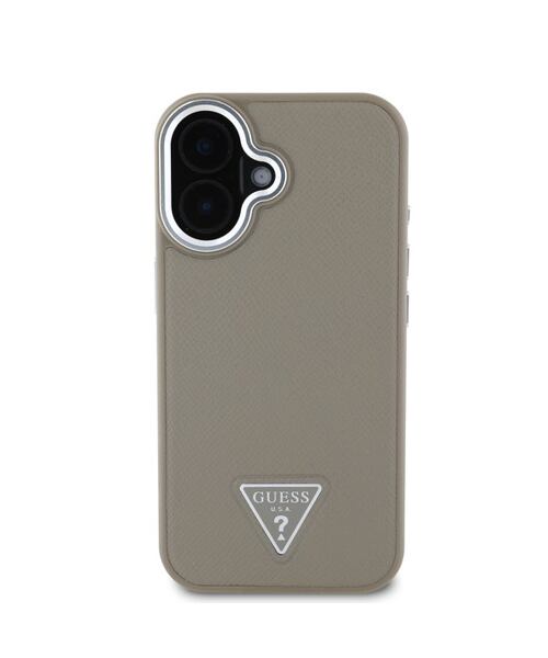 Guess PU Grained Triangle Logo MagSafe Zadní Kryt pro iPhone 16 Brown