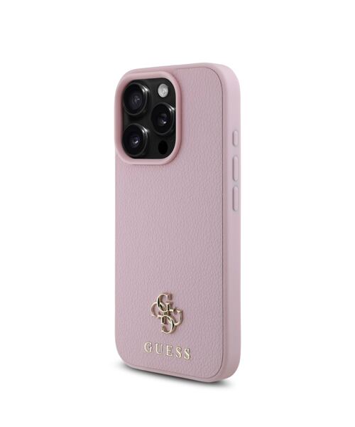 Guess PU Grained 4G Small Metal Logo MagSafe Zadní Kryt pro iPhone 16 Pro Max Pink
