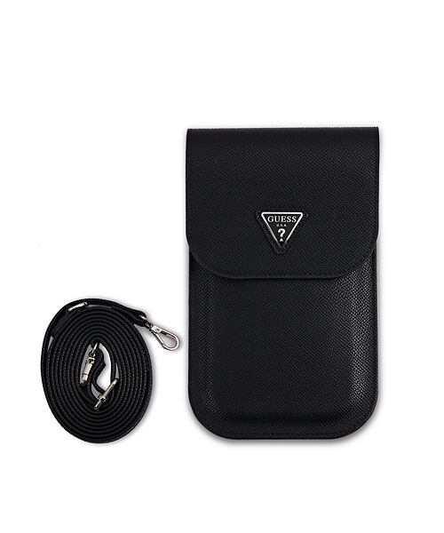 Guess PU Grained Triangle Logo Taška na Telefon Black