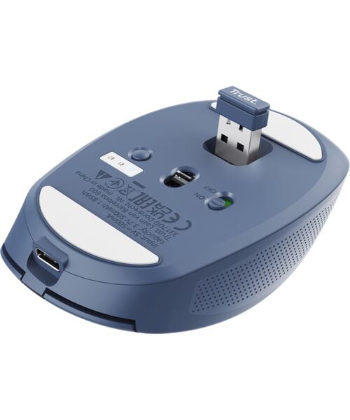 Trust Ozaa/Kancelářská/Optická/Pro praváky/3 200 DPI/USB+BT/Modrá