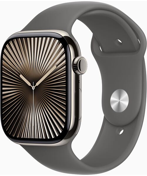Apple Watch Series 10 GPS+Cellular 46mm Natural Titanium Case with Stone Grey Sport Band