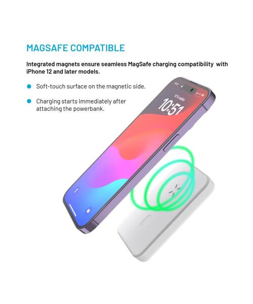 Powerbanka FIXED MagZen s bezdrátovým nabíjením a podporou Magsafe, 6 000 mAh, bílá