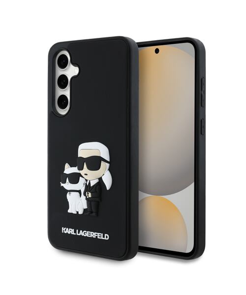Karl Lagerfeld 3D Rubber Karl and Choupette Zadní Kryt pro Samsung Galaxy S24 FE Black