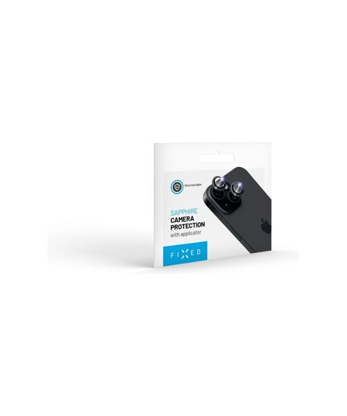 Safírová ochrana čoček fotoaparátů FIXED Sapphire Camera Glass pro Apple iPhone 15/15 Plus, černá