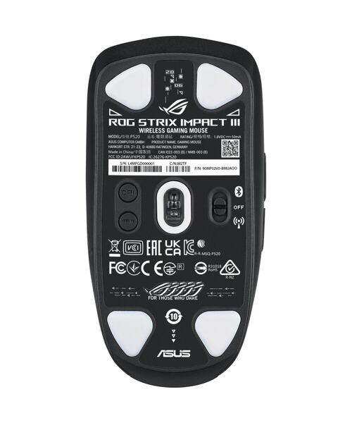 Asus ROG Strix Impact III/Herní/Optická/Pro praváky/36 000 DPI/USB+BT/Černá