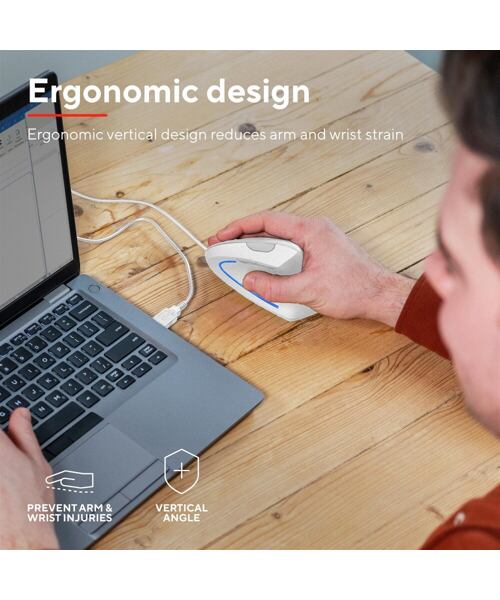 Trust Verto/Vertikální/Optická/Pro praváky/1 600 DPI/Drátová USB/Bílá