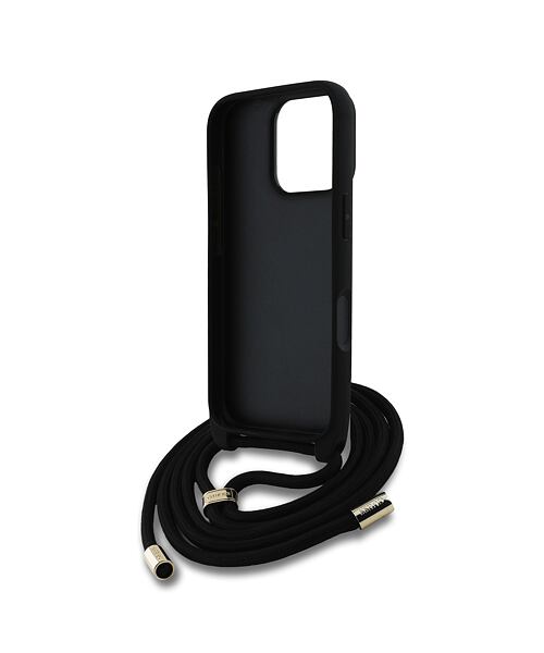 Guess PU 4G Metal Logo Crossbody Popruh Zadní Kryt pro iPhone 16 Pro Brown