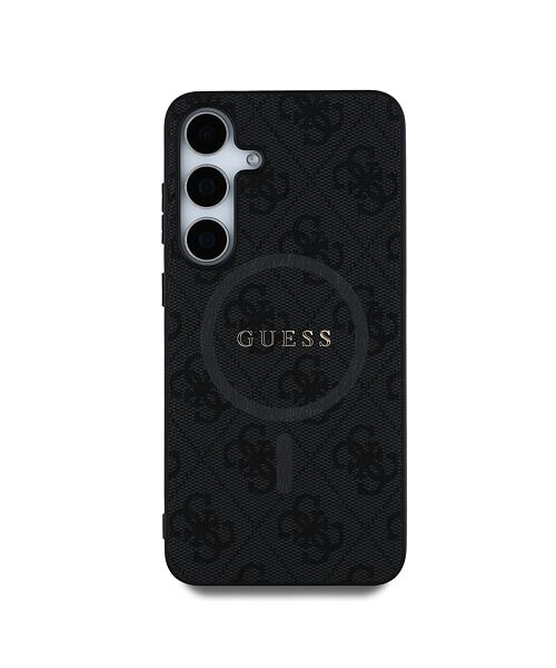 Guess PU Leather 4G Colored Ring MagSafe Zadní Kryt pro Samsung Galaxy S25 Black