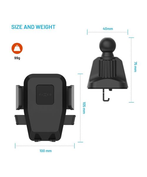 Univerzální držák do auta FIXED Iconiq Lock s úchytem do ventilační mřížky, černý