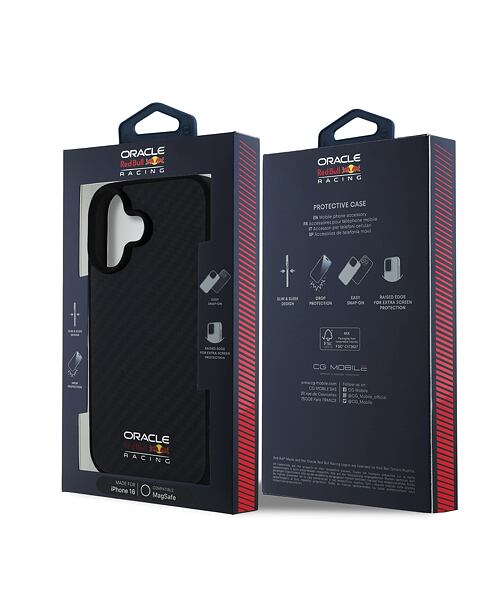 Red Bull Carbon Shiny Logo MagSafe Zadní Kryt pro iPhone 16 Black