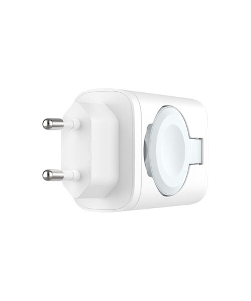 Síťová nabíječka FIXED Power Socket s USB-A a USB-C výstupem a vyklápěcí nabíječkou pro Apple Watch,