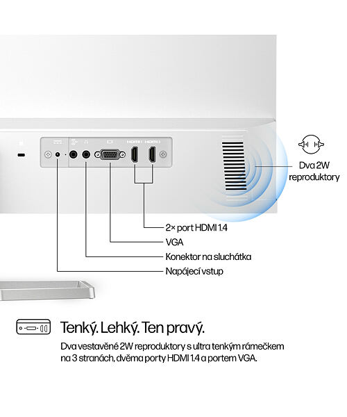 HP LCD 527sa, IPS matný 27" FHD 1920x1080, 300nit, 5ms, VGA, HDMI, repro