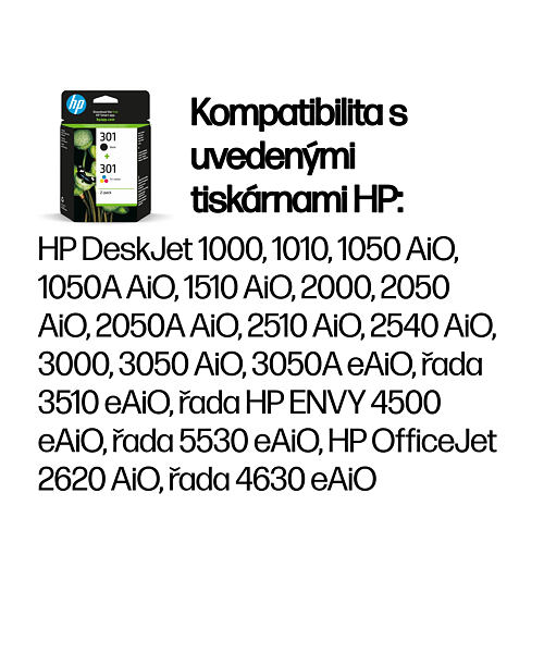 HP 301 Dvojbalení černé/tříbarevné originální inkoustové kazety