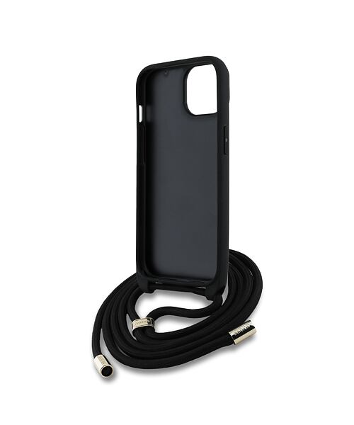 Guess PU 4G Metal Logo Crossbody Popruh Zadní Kryt pro iPhone 15 Black