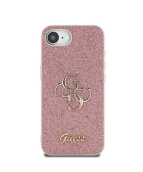 Guess PU Fixed Glitter 4G Metal Logo Zadní Kryt pro iPhone 16e Pink