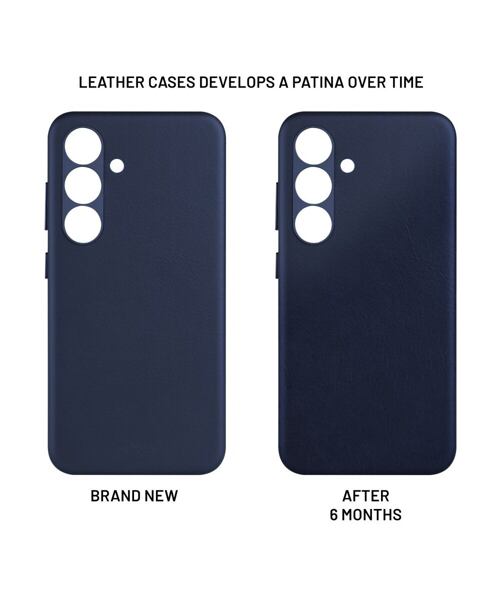 Kožený zadní kryt FIXED MagLeather s podporou MagSafe pro Samsung Galaxy S25, modrý