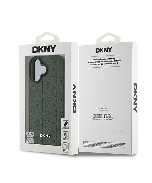 DKNY PU Leather Grid Pattern Magsafe Zadní Kryt pro iPhone 16 Green