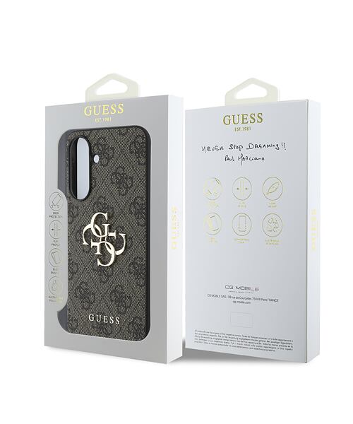 Guess PU 4G Metal Logo Zadní Kryt pro Samsung Galaxy A56 Brown