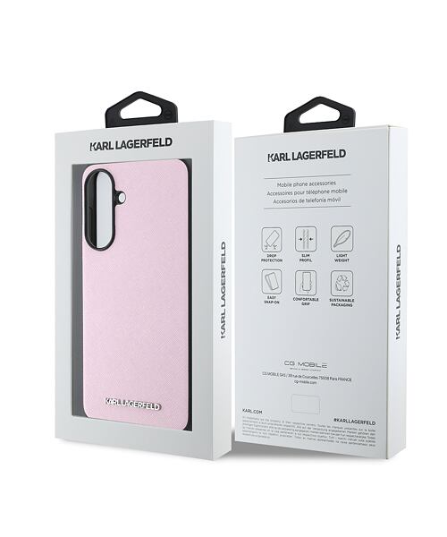 Karl Lagerfeld PU Saffiano Metal Logo Zadní Kryt pro Samsung Galaxy A56 Pink