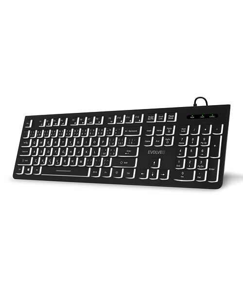 EVOLVEO K1010, klávesnice s bílým podsvícením,