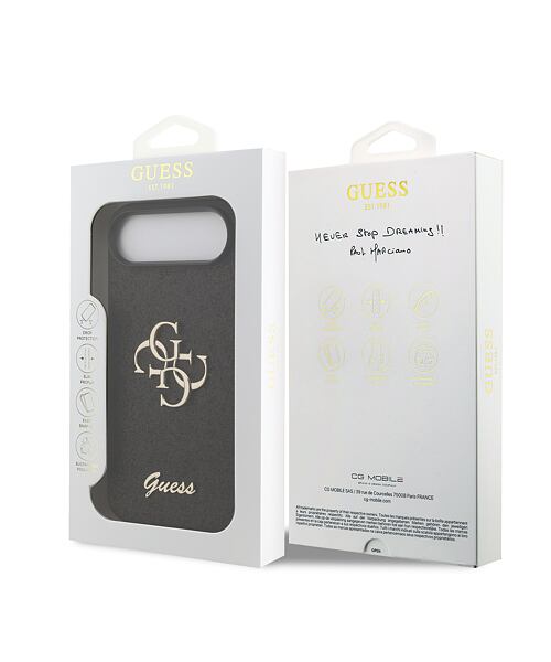 Guess PU Fixed Glitter 4G Metal Logo Zadní Kryt pro iPhone Air Black