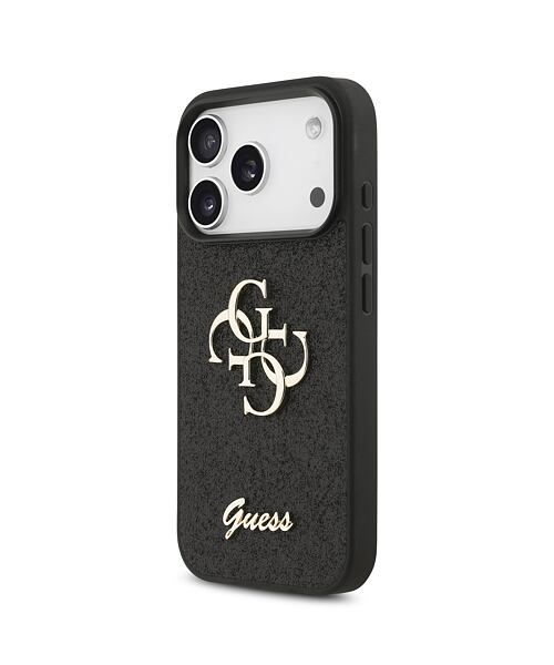 Guess PU Fixed Glitter 4G Metal Logo Zadní Kryt pro iPhone 17 Pro Black