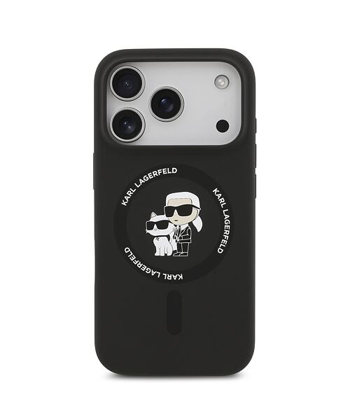 Karl Lagerfeld Liquid Silicone Karl and Choupette MagSafe Zadní Kryt pro iPhone 17 Pro Black