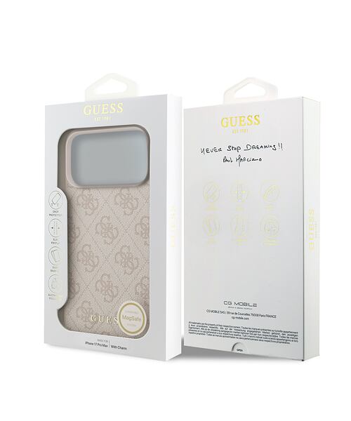 Guess 4G Charm MagSafe Zadní Kryt pro iPhone 17 Pro Max Tone on Tone Pink