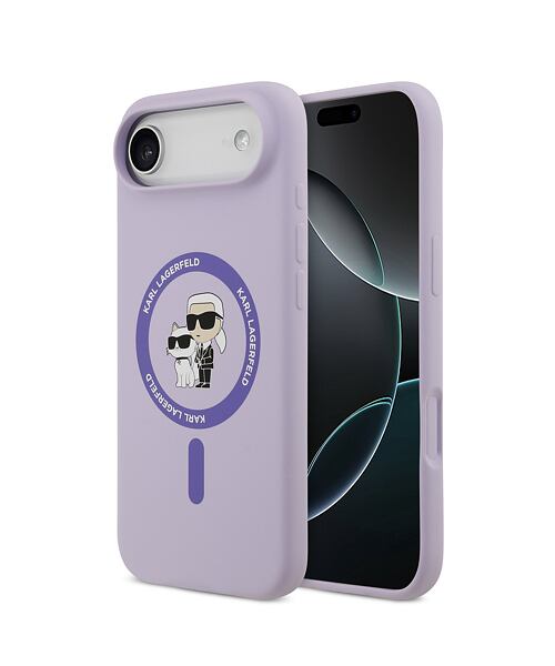Karl Lagerfeld Liquid Silicone Karl and Choupette MagSafe Zadní Kryt pro iPhone Air Purple