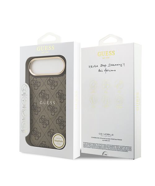 Guess PU Leather 4G Gold Frame MagSafe Zadní Kryt pro iPhone Air Brown