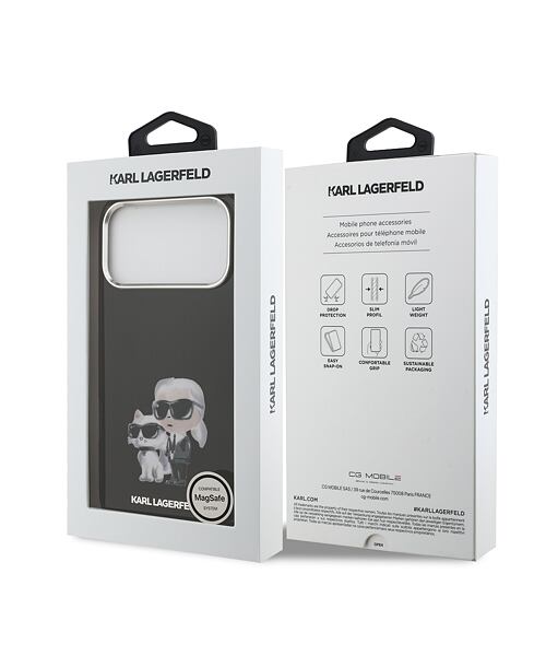 Karl Lagerfeld IML Aquarelle Karl and Choupette Zadní Kryt pro iPhone 17 Pro Max Black