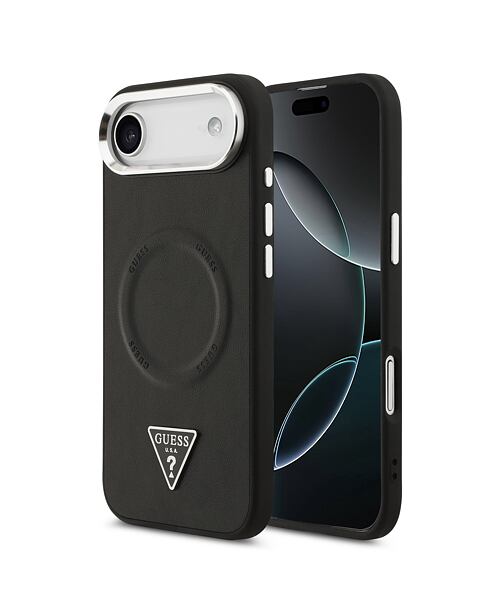 Guess PU Leather Triangle Logo MagSafe Zadní Kryt pro iPhone Air Black