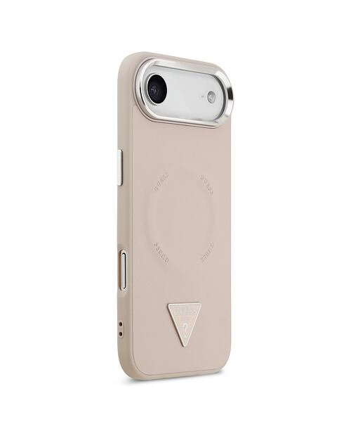 Guess PU Leather Triangle Logo MagSafe Zadní Kryt pro iPhone Air Pink