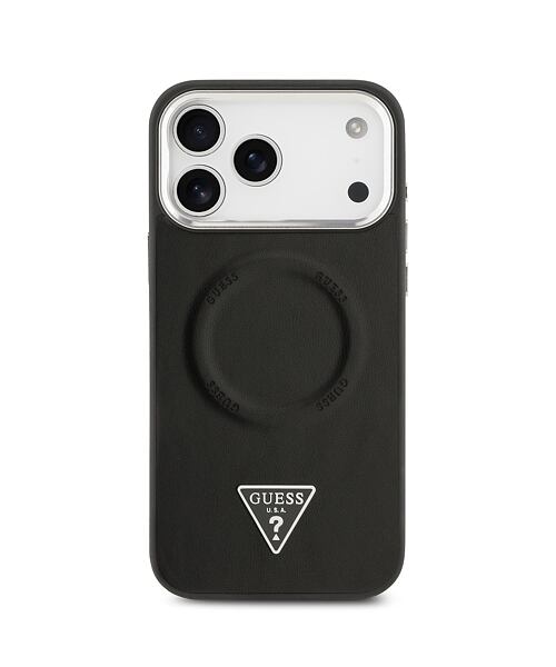 Guess PU Leather Triangle Logo MagSafe Zadní Kryt pro iPhone 17 Pro Max Black